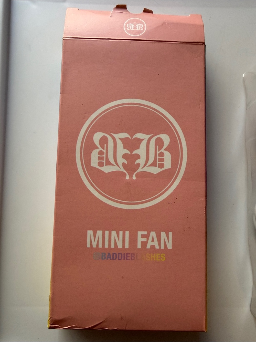 Rose Pink Mini Handheld Fan with Branded Emblem